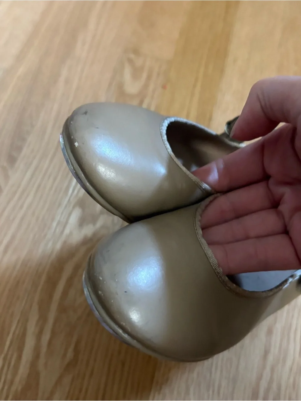 Spotlight Taupe Tan Tap Dance Shoes Sz 1 Kids Girls